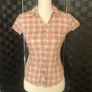 Abercrombie and Fitch Cotton Cap sleeve button down shirt